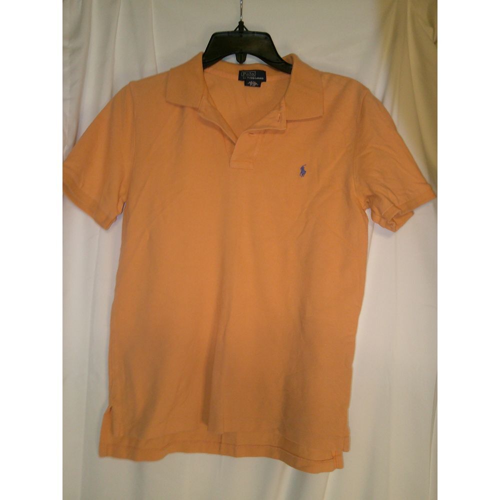 Kids Ralph Lauren Polo Classic Fit Short Sleeve Shirt Orange Cotton Size L 14/16